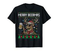 Merry Beermas, Christmas Reindeer Drinking Beer Ugly Sweater T-Shirt