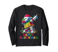 Merry Blockmas Dabbing Master Builder Christmas Lights Long Sleeve T-Shirt