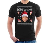 Merry Cagemas Christmas Nicolas Cage Knit Men's T-Shirt Black