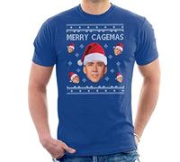 Merry Cagemas Christmas Nicolas Cage Knit Men's T-Shirt Royal Blue