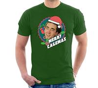 Merry Cagemas Nicolas Cage Christmas Men's T-Shirt Bottle Green