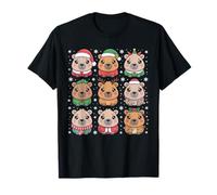 Merry Capybara Santa Hat Christmas Lights Funny Animal Lover T-Shirt