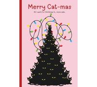 Merry Cat-mas Unlined Notebook with Numbered Pages: Cute Black Cat Christmas Journal 6 x 9 inches