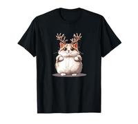 Merry Cat with Antlers for a Cozy Christmas Vibe T-Shirt