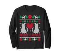 Merry Catmas Cat Christmas Ugly Sweater Couple Matching Xmas Long Sleeve T-Shirt
