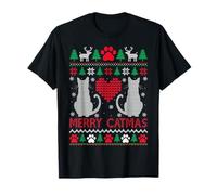 Merry Catmas Cat Christmas Ugly Sweater Couple Matching Xmas T-Shirt