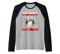 Merry Catmas Cute Christmas Cat Kawaii Raglan Baseball Tee