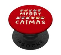 Merry catmas cute Christmas cats kids funny cat cool graphic PopSockets Adhesive PopGrip