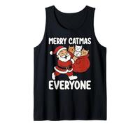 Merry Catmas Everyone, Christmas cat Pun Santa Claus Tank Top