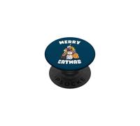 Merry Catmas Funny Cat Christmas Tree PopSockets Adhesive PopGrip