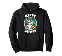 Merry Catmas Funny Cat Christmas Tree Pullover Hoodie