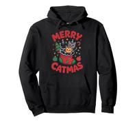 Merry Catmas Funny Cat Mom Dad Christmas Pullover Hoodie