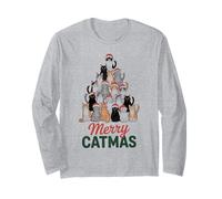Merry Catmas Funny Cat Santa Hat Christmas Long Sleeve T-Shirt