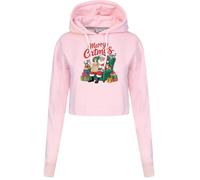 Merry Catmas Santa Reading Wish List Womens Hoodie Funny Sarcastic Retro Xmas Hoody Light Pink - M/L