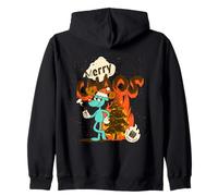 Merry Chaos - Gift Wrap Rebel Burning Tree Reindeer Zip Hoodie