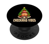 Merry Cheekmas Vibes Christmas Shirt Cute Santa Xmas Holiday PopSockets Adhesive PopGrip