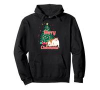 Merry Chonkmas Fat Kitty Cat Funny Christmas Tree Design Pullover Hoodie