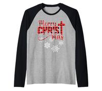 Merry Christ Mas Christian Christmas Jesus Christmas Family Raglan Baseball Tee