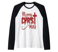 Merry Christ Mas Christian Christmas Jesus Christmas Family Raglan Baseball Tee