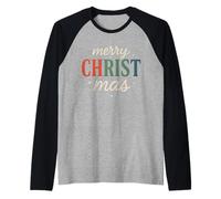 Merry Christ Mas Jesus Christian Christmas Xmas Family Raglan Baseball Tee