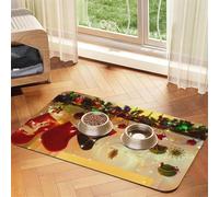 Merry Christams Stockings Print Pet Feeding Mat For Dogs & Cats Absorbent Waterproof Dog Food Mat Non-Slip Pet Bowl Placemat Quick Dry Floor Protector Leather Tablecloth