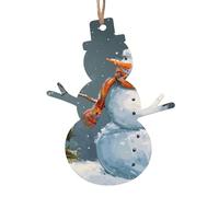 Merry Christmas 1 Printed Wooden Snowman-Shape Christmas Decorations 4 PCS Christmas Tree Decorations Holiday Hanging Decor