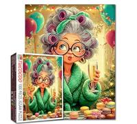 Merry Christmas 1000 Piece Jigsaw Puzzles for Adults Happy Grandma Driking Champagne Jigsaw Puzzle 1000 Holiday Cheer Puzzles 20''x27”inch DIY Craft Puzzle Art Home Wall Decor Family Challengings