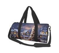 Merry Christmas-2 Duffle Bag With Shoes Compartment And Adjustable Strap,Foldable Travel Duffel Bags For Men Women,Waterproof Duffel Bags, Black, One Size