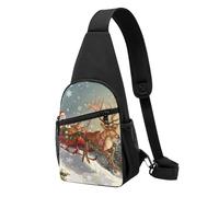 Merry Christmas 2 Printed Chest Bag Sling Bag for Men Women, Outdoor Crossbody Fanny Packs Hiking Chest Packs Sport Daypacks