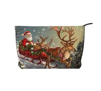 Merry Christmas 2 Printed Makeup Bag Corduroy Travel Cosmetic Bags Cosmetic Case Toiletry Bag Organizer for Women Mom Girls