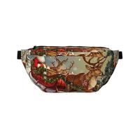 Merry Christmas 2 Printed Waist Bag Adjustable Bum Bag Lightweight Travel Waist Fanny Pack Belt for Walking Cycling Hiking Travel