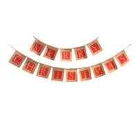 Merry Christmas 2 Strings Hessian Bunting 14 Square Pennants