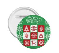 Merry Christmas 2024 Cute Santa Pattern Round Badge Metal Pins Brooches Button Pinback For Women Men