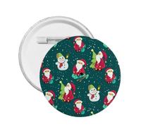 Merry Christmas 2024 Cute Santa Pattern Round Badge Metal Pins Brooches Button Pinback For Women Men