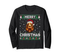 Merry Christmas 2025 Cocker Spaniel Santa Hat Ugly Xmas Long Sleeve T-Shirt