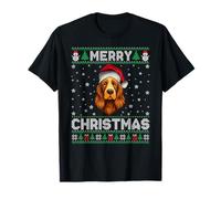 Merry Christmas 2025 Cocker Spaniel Santa Hat Ugly Xmas T-Shirt