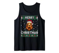 Merry Christmas 2025 Cocker Spaniel Santa Hat Ugly Xmas Tank Top