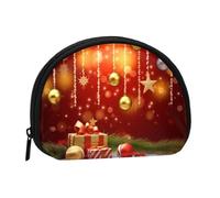 Merry Christmas-3 Mini Zipper Coin Purse, Small Travel Organizer with All-Over Print, Durable Polyester Fabric, Compact Pouch for Coins,Keys