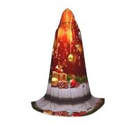 (Merry Christmas-3) Print Hooded Cape For Teenagers Costume Party, Halloween Hooded Cape Soft and Elastic,S