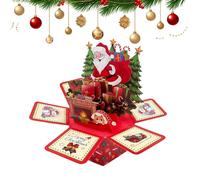 Merry Christmas 3D Cards Popup,Festive Santa Greeting Cards | Hexagonal Christmas Ornament with Envelops Sticky Notes for Dinner Table Showcase Home Kids Adults Desk Holiday Party Wedding Birthday
