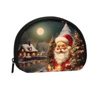 Merry Christmas-6 Mini Zipper Coin Purse, Small Travel Organizer with All-Over Print, Durable Polyester Fabric, Compact Pouch for Coins,Keys