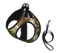 Merry Christmas 8 Print Adjustable Harness Leash Set For Cats And Dogs, Soft Breathable Kitten Puppy Mesh Vest With Reflective Design, Escape-Proof Lead For Small Pets Walking Training