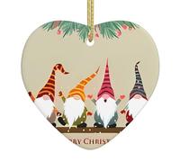 Merry christmas A 2.9-inch ceramic Christmas ornament with a printed heart is perfect for windowsills fireplaces and living rooms