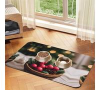 Merry Christmas Absorbent Leather Pet Tablecloth Non-Slip Dining Pad For Puppy Kitten Food Water Bowls