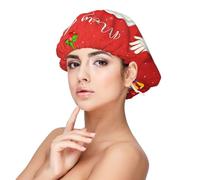 Merry Christmas. Adult's Satin Sleeping Cap - Women's Elastic Sleep Bonnet, Adjustable Overnight Hair Cover for Hairstyles Black, Black, One Size, Black, One Size