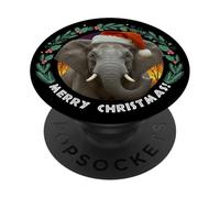 Merry Christmas African Elephant Kruger Safari Holiday Funny PopSockets Adhesive PopGrip