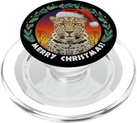 Merry Christmas African Leopard Kruger Safari Holiday Funny PopSockets PopGrip for MagSafe