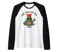 Merry Christmas All Spruced Up Coffee Drinking Tree Holiday Raglan Baseball Tee