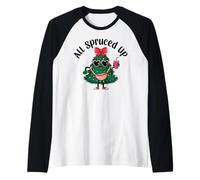 Merry Christmas All Spruced Up Coffee Drinking Tree Holiday Raglan Baseball Tee