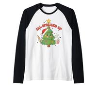 Merry Christmas All Spruced Up Coffee Drinking Tree Holiday Raglan Baseball Tee
